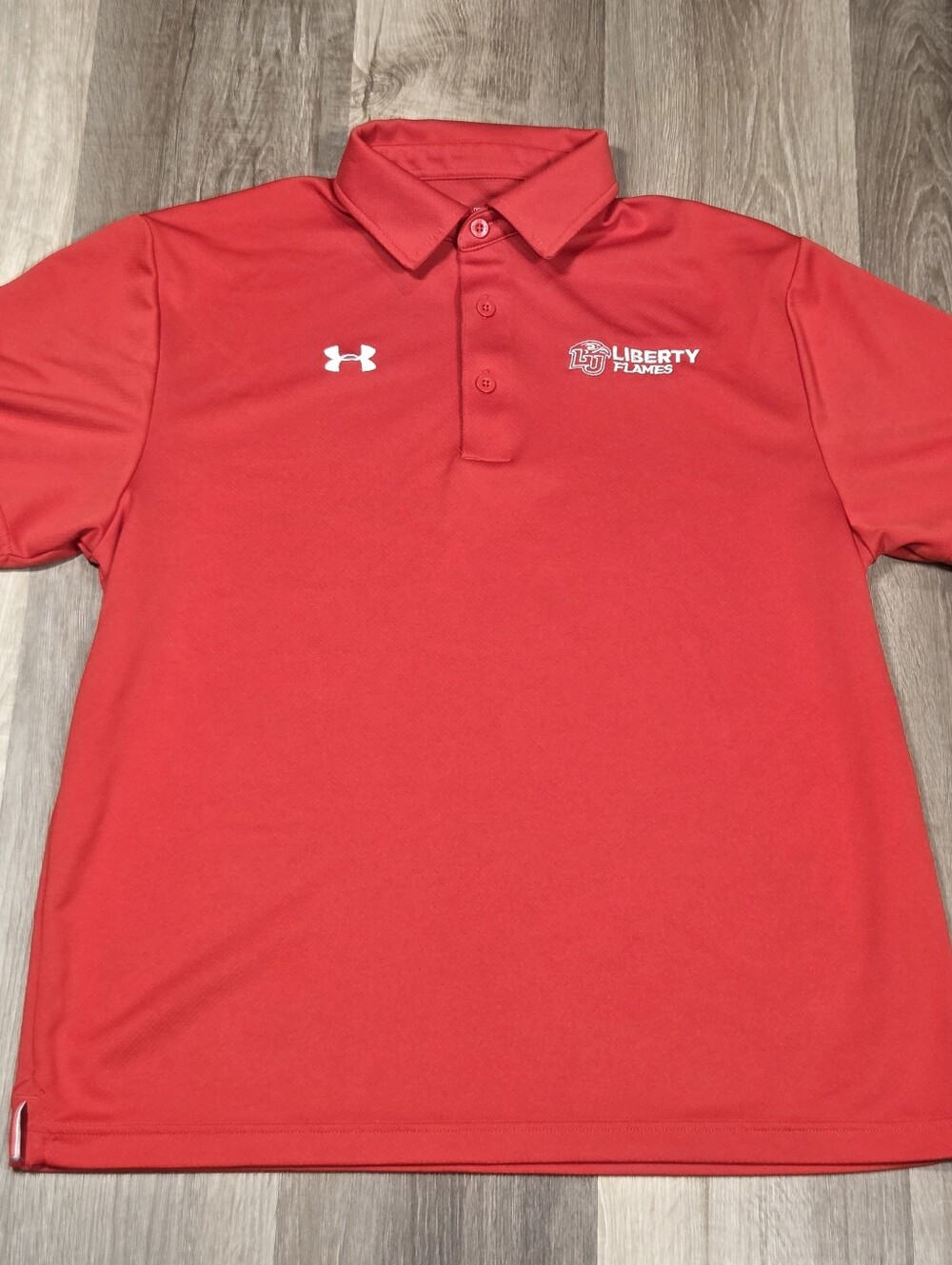 red Under Armour Liberty Flames polo shirt Medium